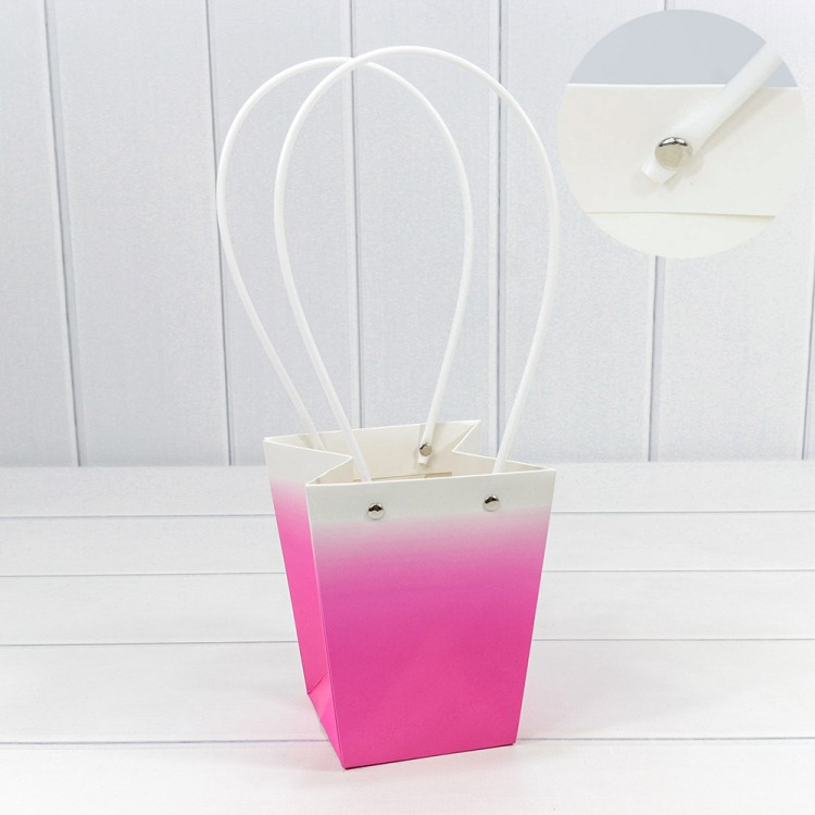 Пакет подарочный "Ваза для цветов" 15,5*13*9,5 260г "Градиент" Малиново-розовый 1/10 1/150 Арт: 000184G/1