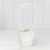 Пакет подарочный "Ваза для цветов" 12,5*12*8 260г "Ромбики" Белый 1/10 1/200 Арт: 000235H/7