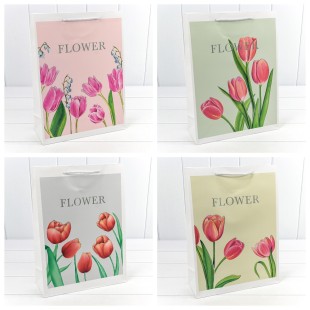 Пакет подарочный с тиснением "Flower" (микс) 30*41,5*12 210г 1/20 1/80 Арт: 000254A