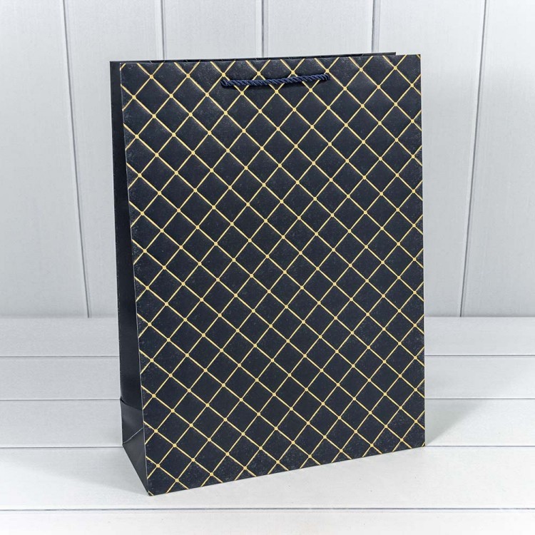 Пакет подарочный "Ромб" Синий 31*42*12 210г 1/20 1/80 Арт: 000391A/8