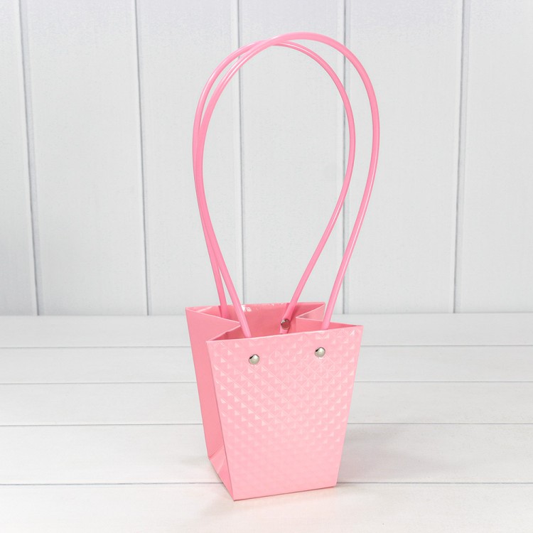 Пакет подарочный "Ваза для цветов" 12,5*12*8 260г "Ромбики" Розовый 1/10 1/200 Арт: 000235H/26