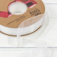 Лента Органза 2,5см*100ярд Белый 1/8 1/32 Арт: 559-25/1001