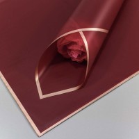 Плёнка в листах 55*55 (20 шт.) матовая с золотым краем 50мкм Бордовый 1/60 Арт: 1640/2042