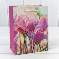 Пакет подарочный с блёстками &quot;Тюльпаны&quot; (микс 312) 18*23*10 210г 1/20 1/360 Арт: 000312E - Пакет подарочный с блёстками "Тюльпаны" (микс 312) 18*23*10 210г 1/20 1/360 Арт: 000312E