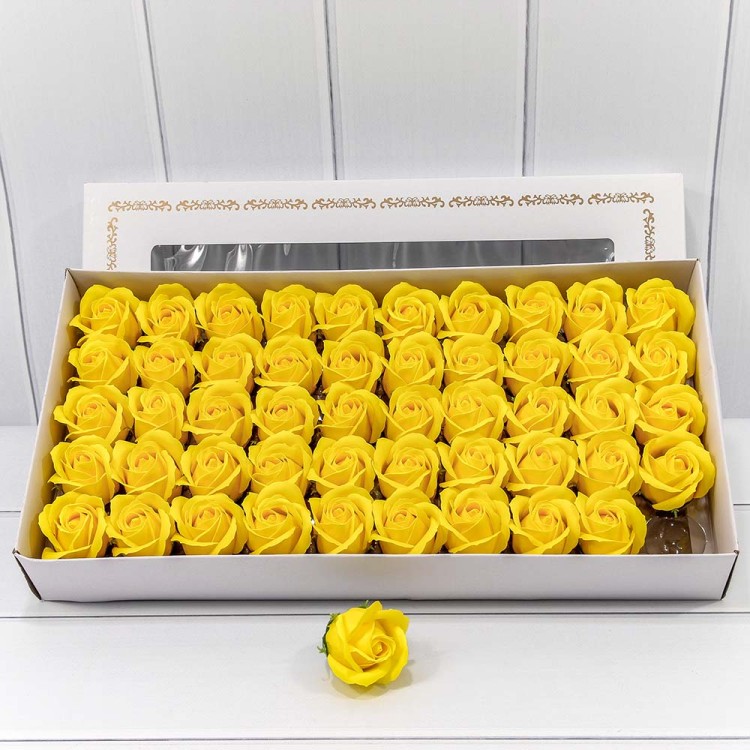 Декоративный цветок-мыло "Роза" класс А Шафрановый 5,5*4 50шт. 1/20 Арт: 420058/21