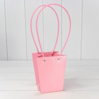 Пакет подарочный "Ваза для цветов" 15,5*13*9,5 260г "Ромбики" Розовый 1/10 1/150 Арт: 000236G/26