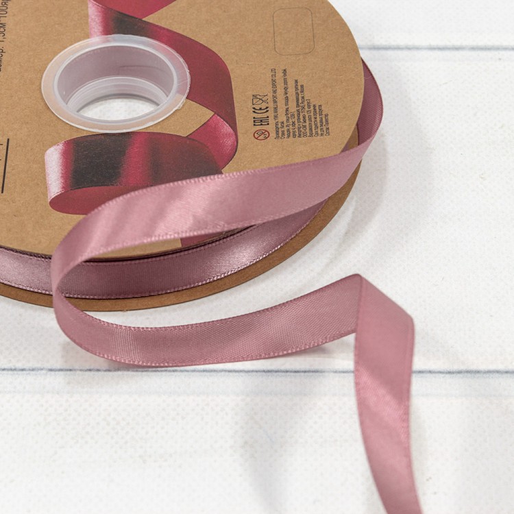 Лента Атласная Полиэстер класс А 1,5см*100ярд Коричнево-розовый 1/13 1/52 Арт: 556-15/165