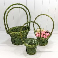Корзины плетёные "Ваза" Набор 1/4 36*19/57 (±5%) с ручкой Зелёный 1/12 Арт: 420301