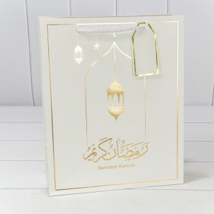 Пакет подарочный с тиснением "Ramadan" (275) 26*32*12 210г Белый 1/20 1/120 Арт: 000275C