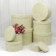 Коробки Круглые Набор 1/8 32*21 &quot;Текстура&quot; Бежевый 1/4 Арт: 7218001/0037 - Коробки Круглые Набор 1/8 32*21 "Текстура" Бежевый 1/4 Арт: 7218001/0037