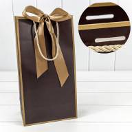 Пакет подарочный с лентой 20*38*12 210г Коричневый 1/10 1/120 Арт: 000503EM/2 - Пакет подарочный с лентой 20*38*12 210г Коричневый 1/10 1/120 Арт: 000503EM/2