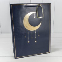 Пакет подарочный с тиснением "Полумесяц" (296) 31*42*12 210г Синий 1/20 1/80 Арт: 000296A/16