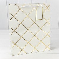 Пакет подарочный с тиснением (552) 26*32*12 210г Белый 1/20 1/240 Арт: 000552C/1