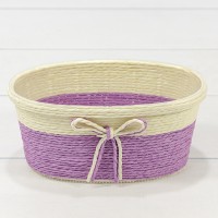 Кашпо плетёное Овальное 18*11*8 (±5%) из бумаги с бантиком Фиолетовый 1/100 Арт: 420143/13