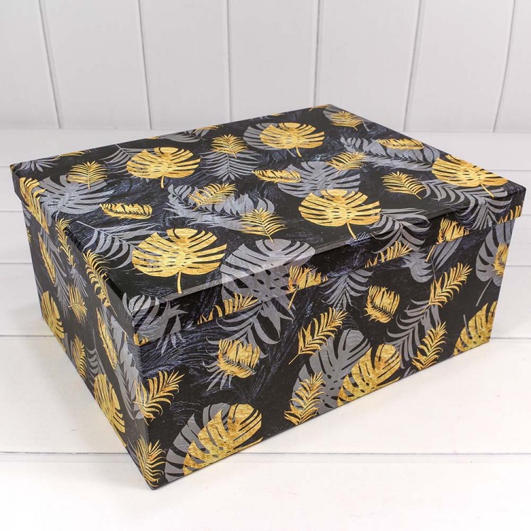 Коробки Прямоугольные Набор 1/10 34*26*15,3 "Листья на чёрном фоне" 1/6 Арт: 721604/1812