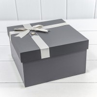 Коробки Квадратные Набор 1/3 21*21*12,3 с бантиком и цветочком Серый 1/18 Арт: 721621/1
