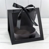 Коробка подарочная 25*26*23 с окошком и бантом "Круг" Чёрный 1/24 Арт: 720964/9