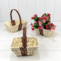 Корзины плетёные Прямоугольные Набор 1/3 26*20*10/25 (±5%) из бумаги с ручкой Бежевый/Коричневый 1/20 Арт: 420191/230