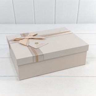 Коробки Прямоугольные Набор 1/3 29*21*9,5 с двойным бантом и сердечком Пудровый 1/12 Арт: 721631/1